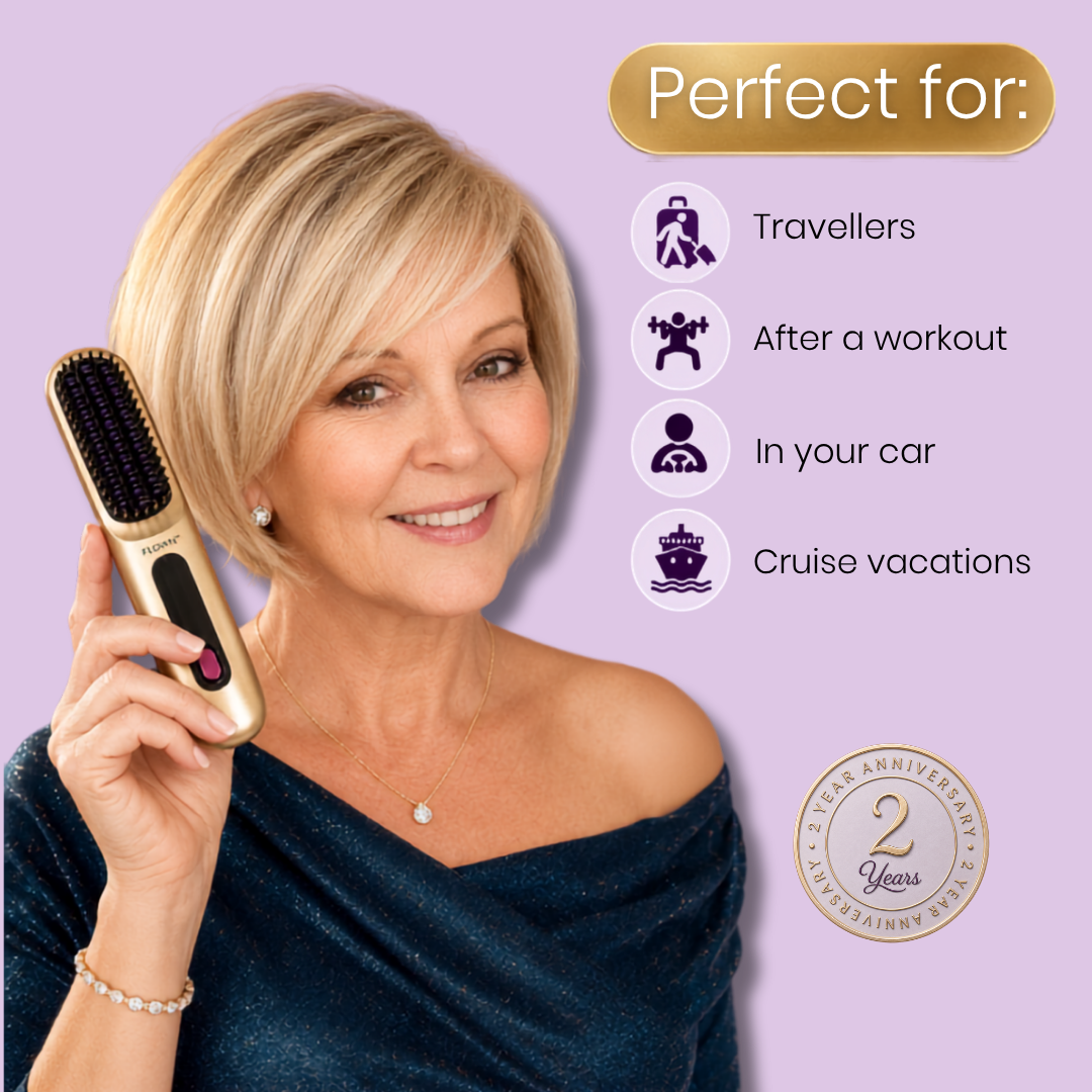 [NEW] FLOWN Portable Straightener Brush Gold - GoBrush PRO