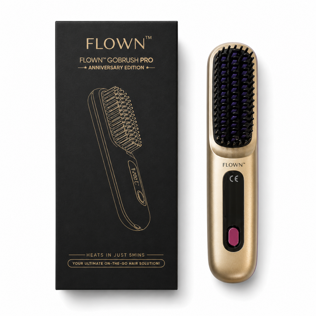 [NEW] FLOWN Portable Straightener Brush Gold - GoBrush PRO