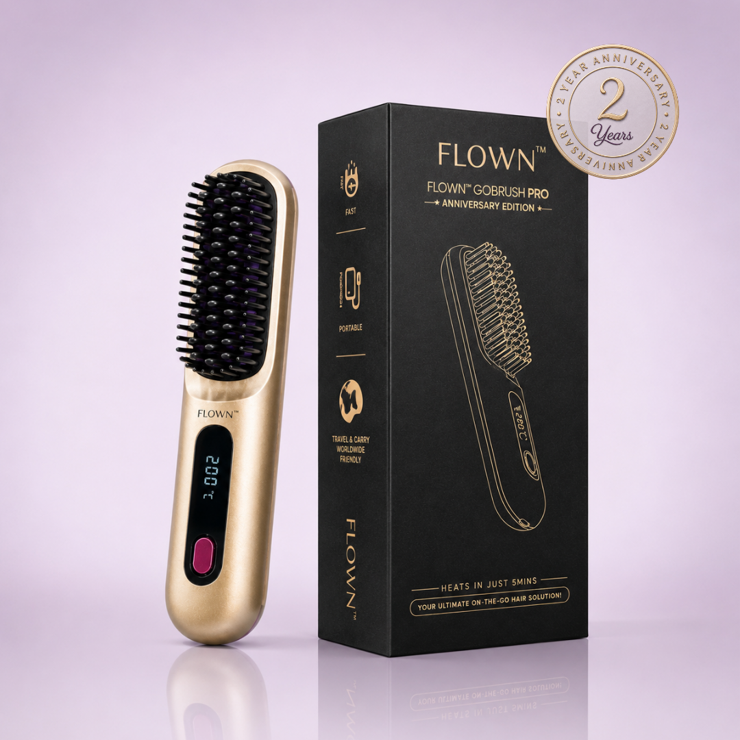 [NEW] FLOWN Portable Straightener Brush Gold - GoBrush PRO