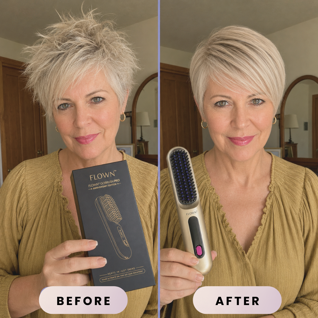 [NEW] FLOWN Portable Straightener Brush Gold - GoBrush PRO