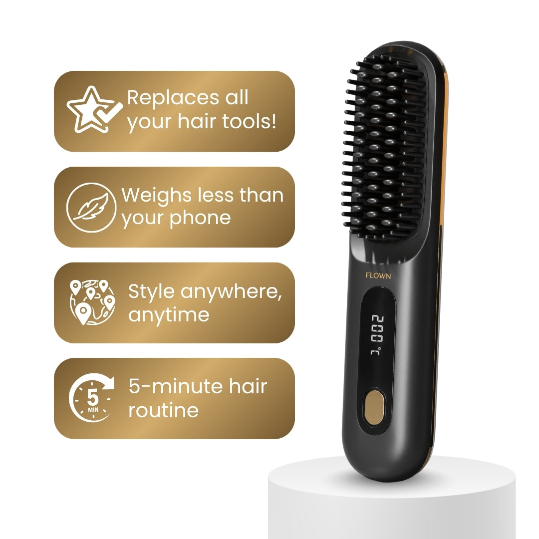 [NEW] Numoya Portable Straightener Brush - GoBrush MAX + FREE Leather Pouch - NUMOYA