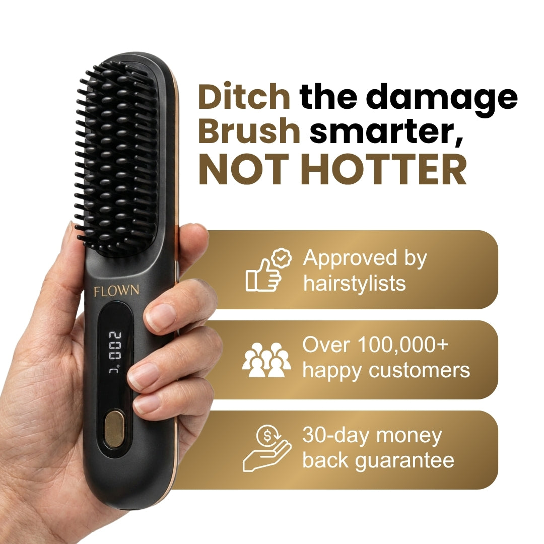 [NEW] Numoya Portable Straightener Brush - GoBrush MAX + FREE Leather Pouch - NUMOYA
