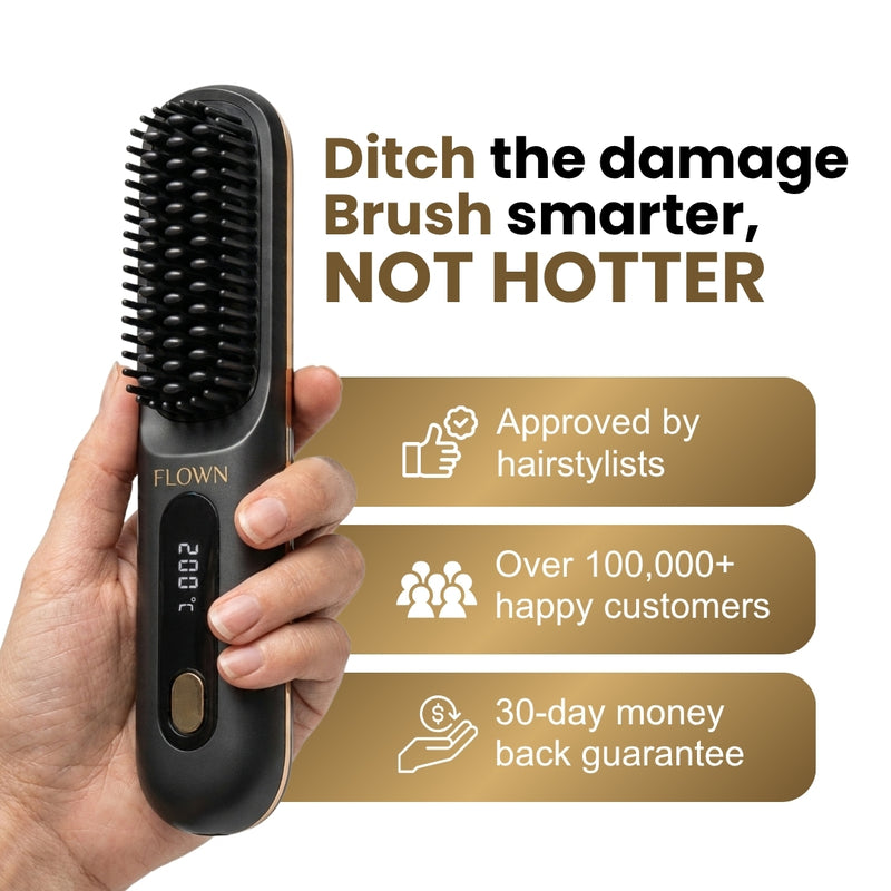 [NEW] FLOWN Portable Straightener Brush - GoBrush MAX + FREE Leather P