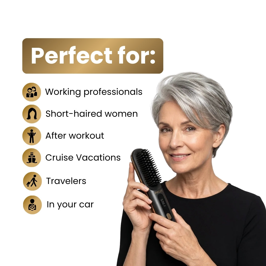 [NEW] Numoya Portable Straightener Brush - GoBrush MAX + FREE Leather Pouch - NUMOYA