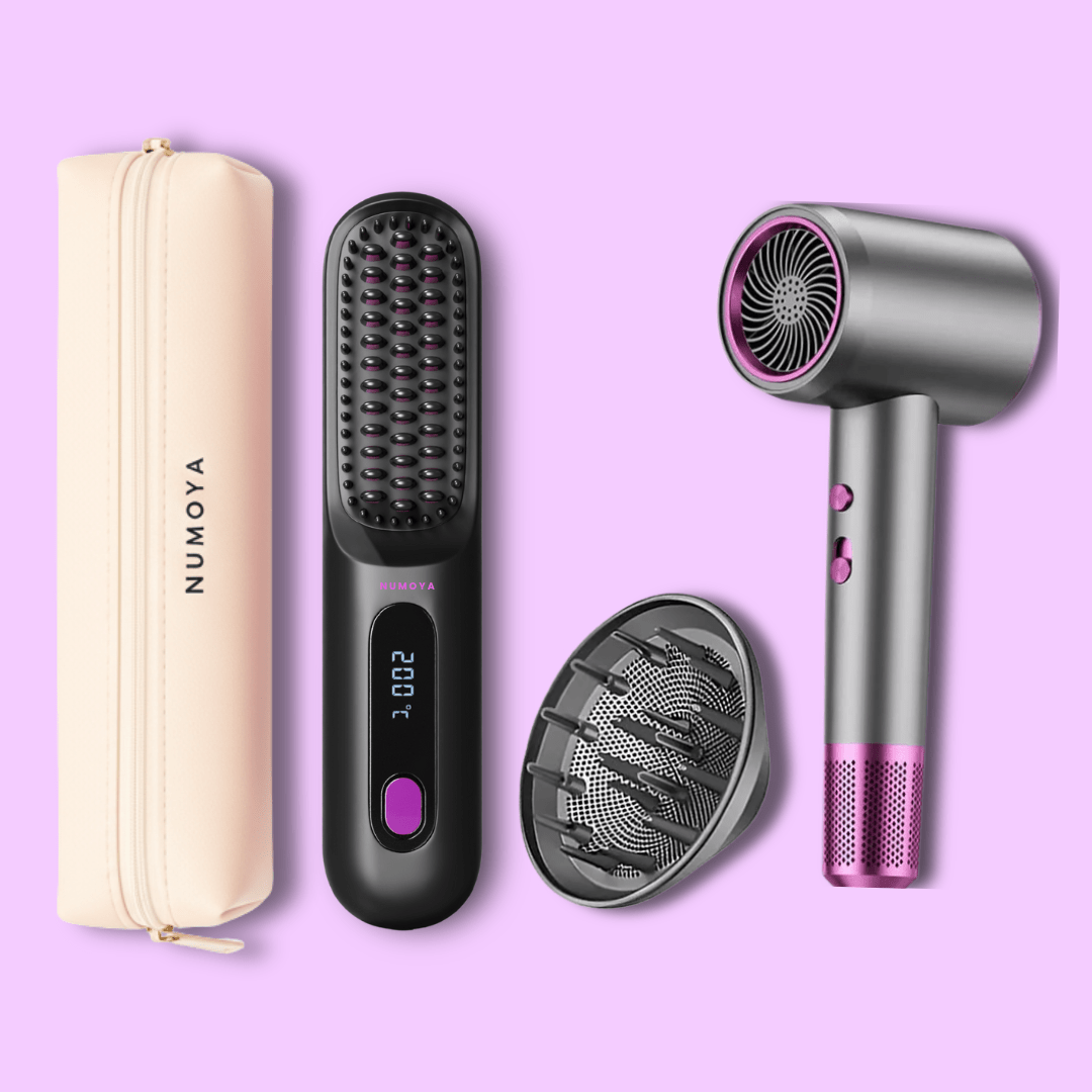 GoBrush PRO + Leather Pouch + Jetspeed Hair Dryer + Diffuser - NUMOYA