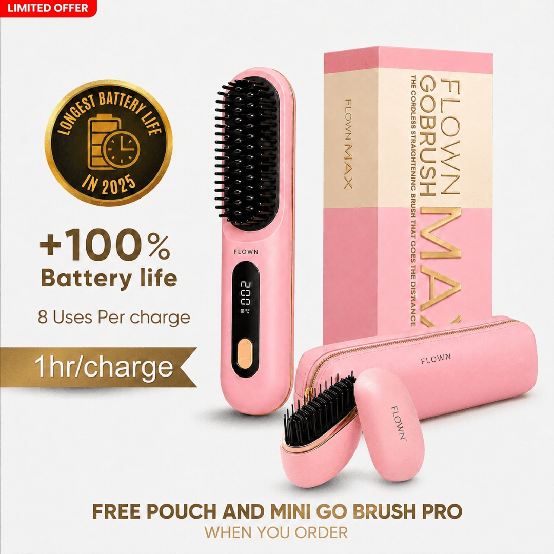 [NEW]  FLOWN formerly Numoya Portable Straightener Brush - GoBrush MAX + FREE Leather Pouch - NUMOYA