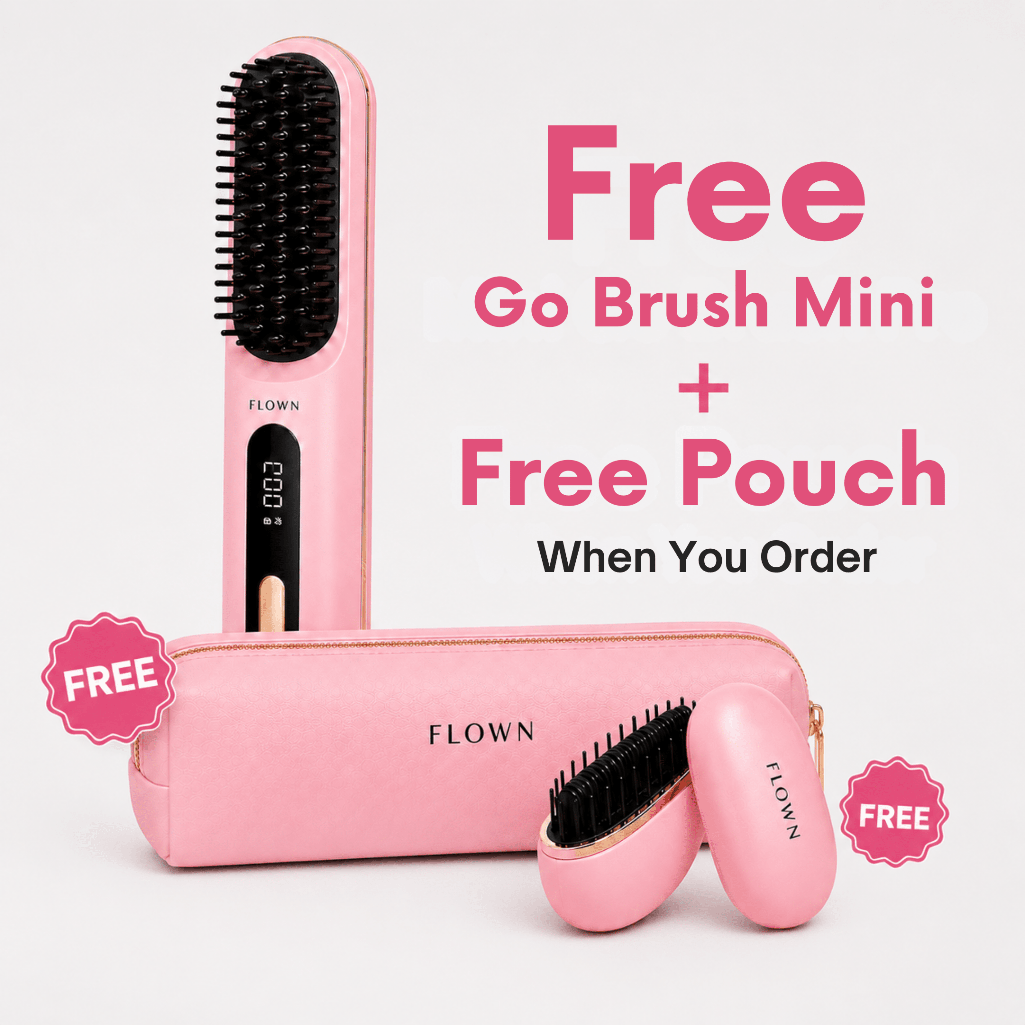 [NEW]  FLOWN formerly Numoya Portable Straightener Brush - GoBrush MAX + FREE Leather Pouch - NUMOYA