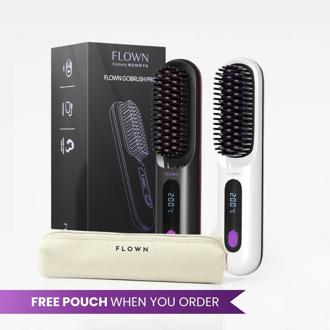 [NEW]  FLOWN formerly Numoya Portable Straightener Brush - GoBrush PRO + Free Leather Pouch - NUMOYA