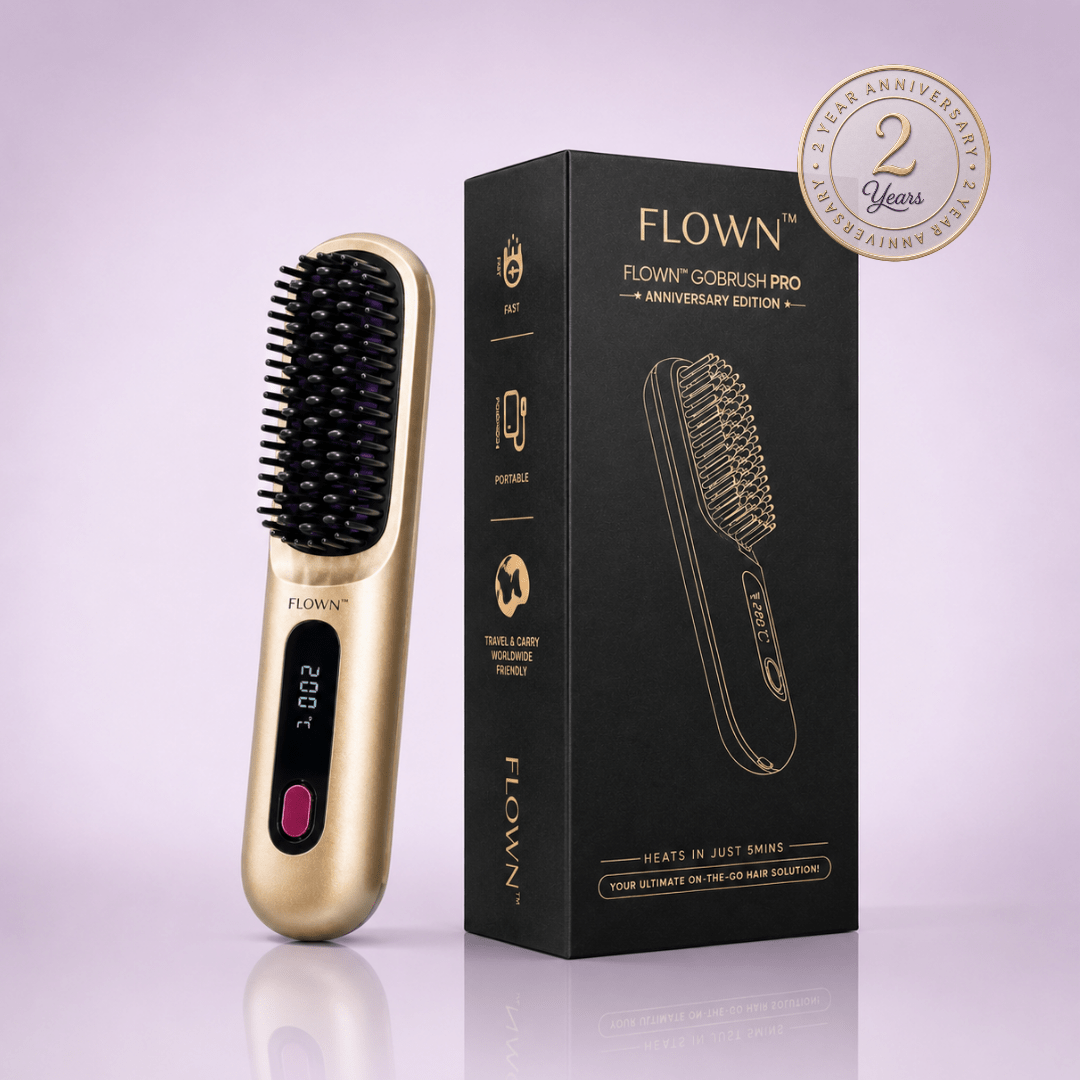 [NEW] FLOWN Portable Straightener Brush Gold - GoBrush PRO - NUMOYA