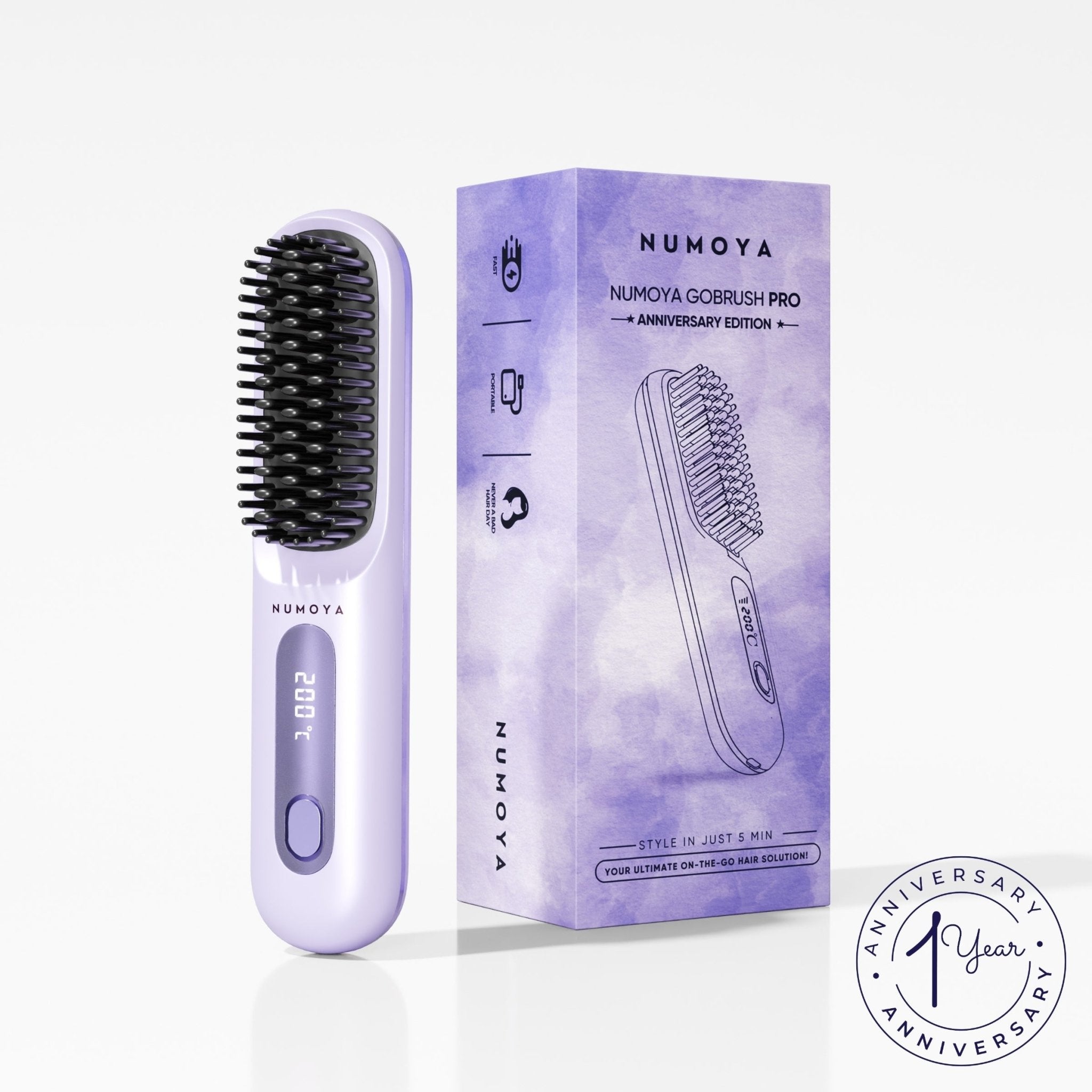[NEW] Numoya Portable Straightener Brush - GoBrush PRO Anniversary Edition (BOGO) - NUMOYA