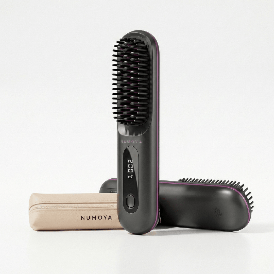 [NEW] Numoya Portable Straightener Brush - GoBrush PRO + Free Leather Pouch - NUMOYA