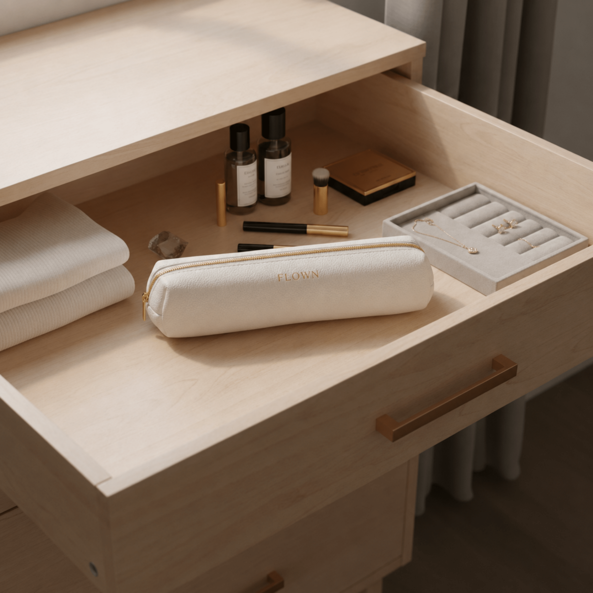 White Leather Pouch for GoBrush - NUMOYA
